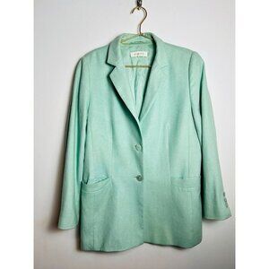 Escada Light Blue Mint Wool Breasted Blazer 42